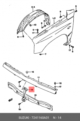 Облицовка передка 72411-60A01 SUZUKI