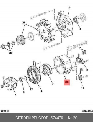 Подшипник контактного кольца, генератор 5744.70 CITROEN PEUGEOT