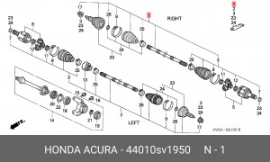 Шарнирный комплект, приводной вал 44010SV1950 HONDA