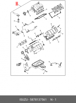 Комплект прокладок, двигатель 5-87813-756-1 ISUZU