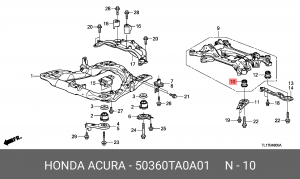 Сайлентблок задней балки 50360TA0A01 HONDA