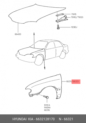 Крыло 6632128170 HYUNDAI KIA