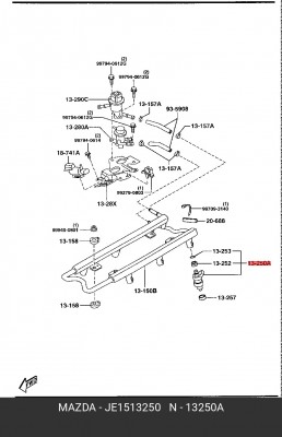 Форсунка топливная JE1513250 MAZDA