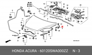 Петля - шарнир открывания капота 60120SWA000ZZ HONDA