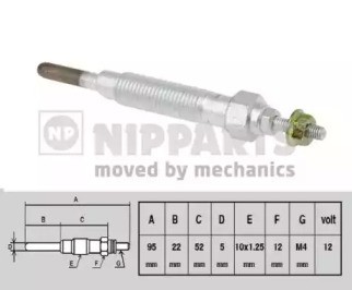 Свеча накаливания J5715000 H B JAKOPARTS NIPPARTS