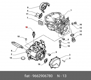 Выключатель фонарей заднего хода 9662906780 ALFA FIAT LANCIA