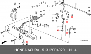 Втулка стойки стабилизатора 51312-SD4-020 HONDA