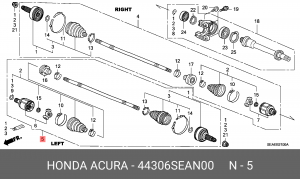 Шарнирный комплект, приводной вал 44306-SEA-N00 HONDA