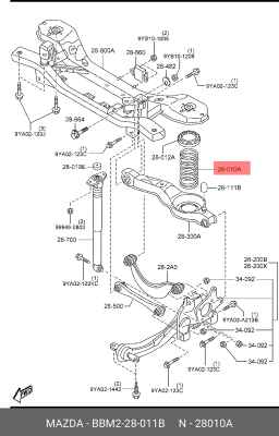 Пружина подвески BBM2-28-011B MAZDA
