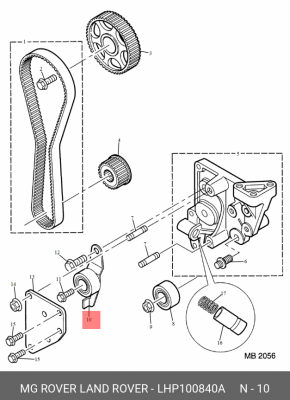 Натяжной ролик, ремень ГРМ LHP 100840A LAND ROVER