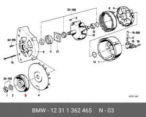 Ременный шкив, генератор 12 31 1 362 465 BMW
