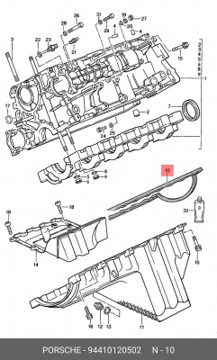 Прокладка, маслянный поддон 94410120502 PORSCHE