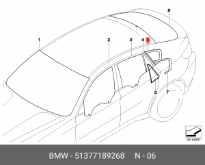 Стекло боковое 51 37 7 189 268 BMW