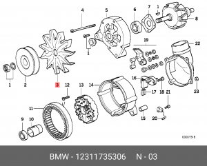 Вентилятор, генератор 12 31 1 735 306 BMW