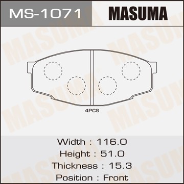 Колодки тормозные дисковые MS1071 MASUMA