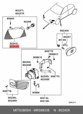 Фонарь указателя поворота MR388338 MITSUBISHI