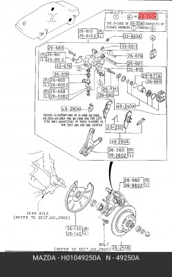 Ремкомплект, тормозной суппорт H010-49-250A MAZDA