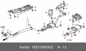 Болт, система выпуска 18231SR3A22 HONDA