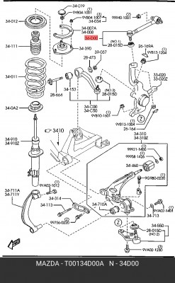 Рычаг подвески T001-34-D00A MAZDA