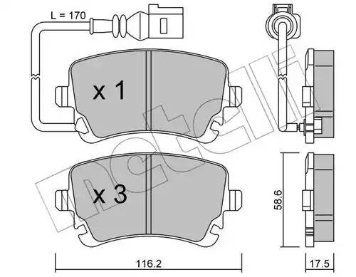 Комплект тормозных колодок, диско 22-0554-0 METELLI