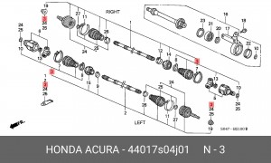 Комплект пылника, приводной вал 44017-S04-J01 HONDA