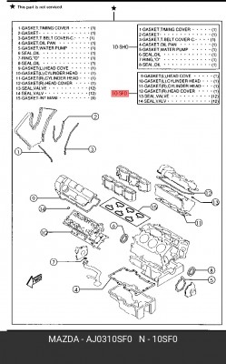 Комплект прокладок, головка цилиндра AJ0310SF0 MAZDA
