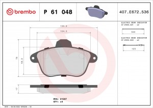 Комплект тормозных колодок, диско P61048 BREMBO