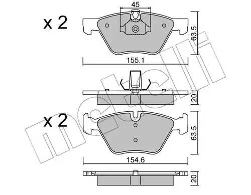 Комплект тормозных колодок, диско 22-0557-3 METELLI