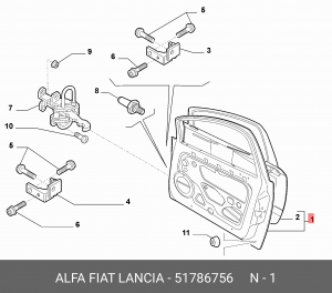 Дверь передняя 51786756 ALFA FIAT LANCIA
