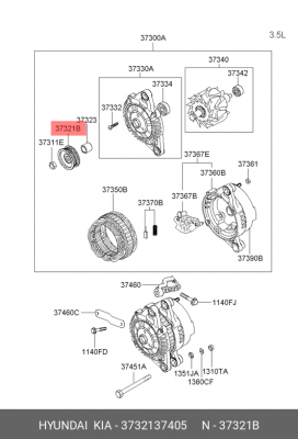 Шкив генератора 3732137405 HYUNDAI KIA