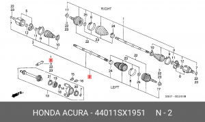 Шарнирный комплект, приводной вал 44011SX1951 HONDA