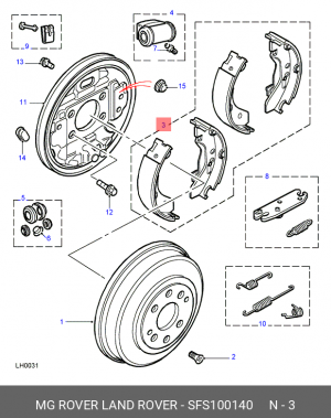 Комплект тормозных колодок SFS100140 LAND ROVER