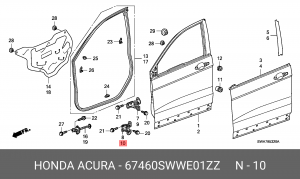 Петля - шарнир открывания двери 67460SWWE01ZZ HONDA