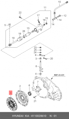 Диск сцепления 4110028610 HYUNDAI KIA