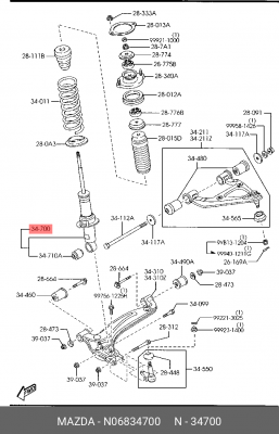 Амортизатор подвески N068-34-700 MAZDA