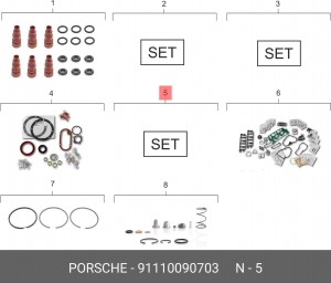 Комплект прокладок, головка цилиндра 91110090703 PORSCHE
