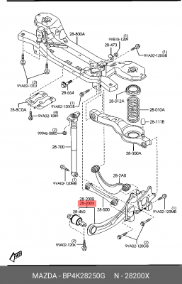 Рычаг подвески BP4K-28-250G MAZDA