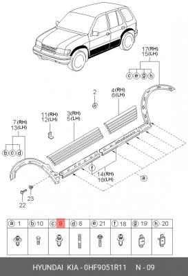 Клипса крепежная 0HF9051R11 MOBIS
