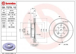Тормозной диск 09.7279.10 BREMBO