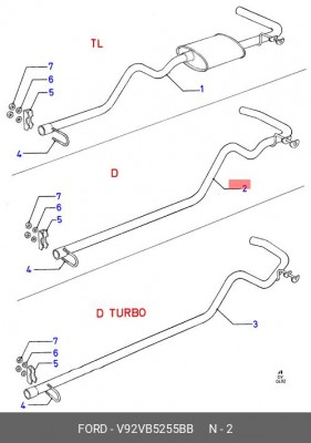 Труба системы выпуска ОГ V92VB-5255-BB FORD