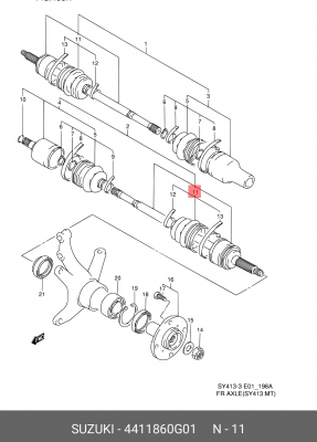 Комплект пылника, приводной вал 44118-60G01 SUZUKI