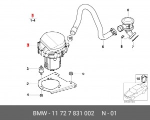 Насосный модуль дополнительного воздуха 11 72 7 831 002 BMW
