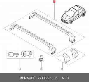 Багажник - рейлинг поперечный на крышу 7711225006 RENAULT