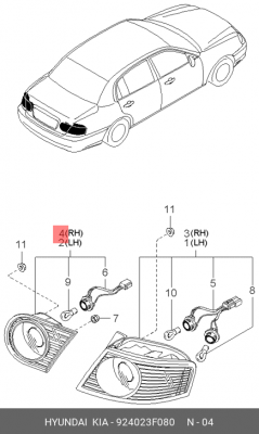 Фонарь задний 924023F080 HYUNDAI KIA