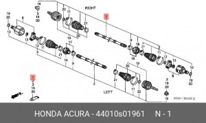 Шарнирный комплект, приводной вал 44010S01961 HONDA