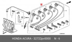 Провода высоковольтные системы зажигания (комплект) 32722PV0000 HONDA