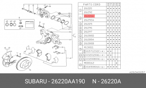 Тормозной суппорт 26220AA190 SUBARU