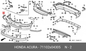 Облицовка / защитная накладка, буфер 71102S04305 HONDA