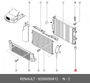 Втулка крепления радиатора охлаждения ДВС 8200050412 RENAULT