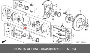 Колодки тормозные дисковые 06450S9VA00 HONDA